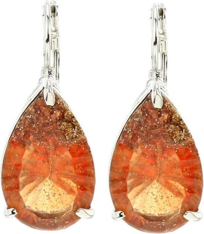 Behave - Oorbellen dames druppel steen - bruin oranje herfst stijl