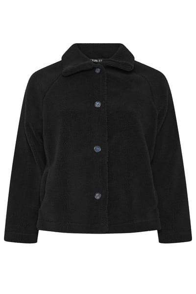 Yours Zwarte Jas Met Borgvoering En Colhals Size 44