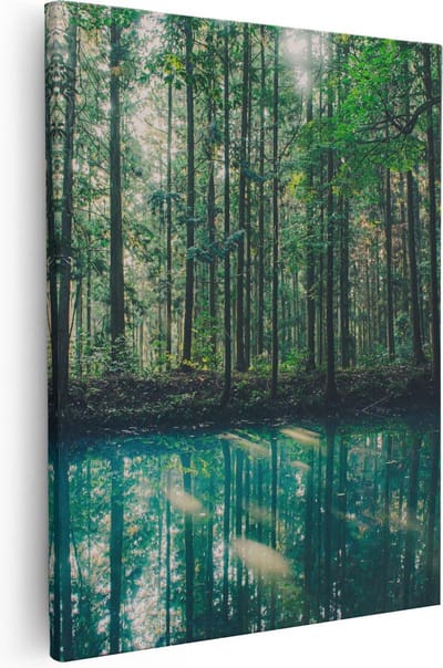 Artaza Canvas Schilderij Bos - 80x100 cm - Groot - Wanddecoratie Natuur - Muurdecoratie Bomen - Schilderijen Op Canvas Landschap