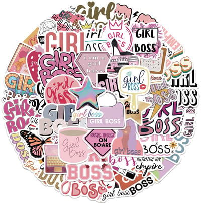 Girl Boss Sticker Set - 50 stickers voor volwassenen - 4x5CM - Engels teksten/Roze/Vrouwelijke ondernemer