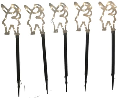Luca Lighting Garden stake Kerstman w.wit acrylic red 36led met timer IP44 5pcs - L12,5xB2xH60cm