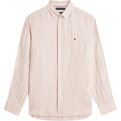 Tommy Hilfiger Casual hemd lange mouw Bruin LINEN BENGAL STRIPE RF SHIRT MW0MW42400/0BK