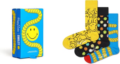 Happy Socks Smiley Gift Set (3-pack) - blije voeten - Unisex - Maat: 36 - 40
