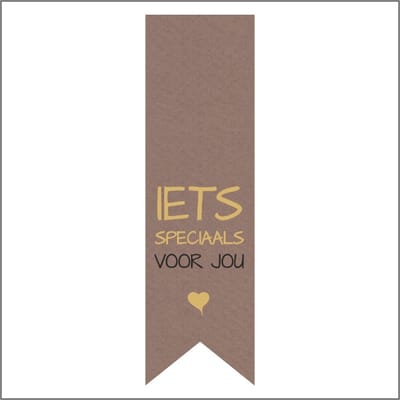 Sticker - "IETS SPECIAALS VOOR JOU" - Etiket - Vaantje - 85x25mm - Bruin/Zwart/Goud - Hoogwaardige Kwaliteit - Sluitzegel - Inpak Sticker