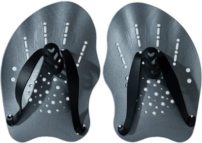 1-paar Handpeddels - Zwemhandschoenen - Trainingshandschoenen - Maat S - Kindermaat (6-14 jaar) - Unisex - Geschikt voor beginners om te helpen bij het oefenen van verschillende zwemslagen zoals vrije slag, rugslag, borstslag en vlinderslag - Grijs
