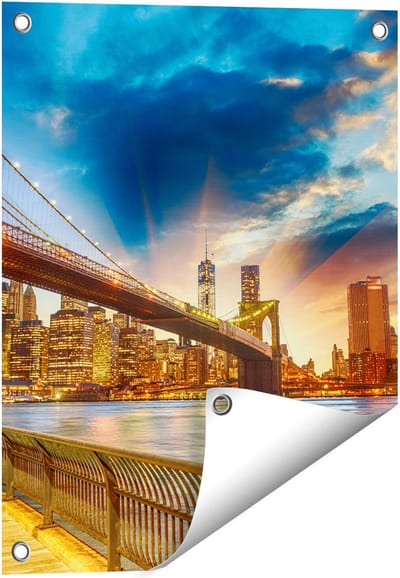 Gards Tuinposter New York Brooklyn Brug - 40x50 cm - Tuindoek - Tuindecoratie - Wanddecoratie buiten - Tuinschilderij