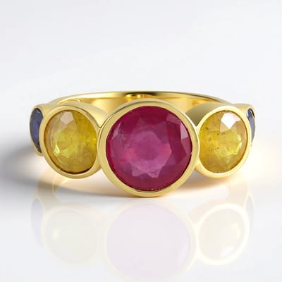Cavill - Zilveren ring met 2 25 ct roze sappier Madagaskar - 925 Sterling Zilver verguld - 4 86 ct totale saffieren - Elegant rund design ringen