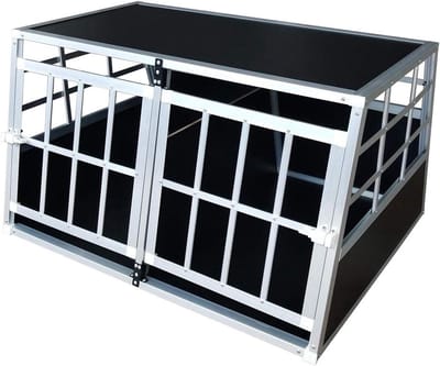 Hondentransportbox - Reisbox Kooi - Veilig Vervoer - Met Tussenwand - 89 x 69 x 50 cm - Aluminiumkleurig