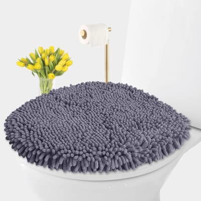 Toiletdekselhoes - Zachte zitting - Badkamer comfort - Machinewasbaar en droogbaar - Standaard deksel - Donkergrijs