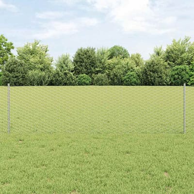 vidaXL - zeshoekig - gaasgek - met - palen - 10 - x - 0,6 - m - Gegalvaniseerd - staal