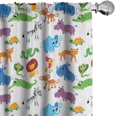 ABAKUHAUS Dieren gordijnen – 2x 75x175 cm – Multikleurige microvezel