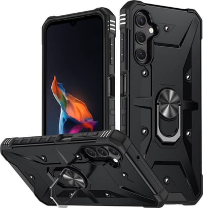 Coverup Hoesje - Geschikt voor Samsung Galaxy A14 Hoesje - Coverup Heavy Duty Ring Kickstand Back Cover - Zwart