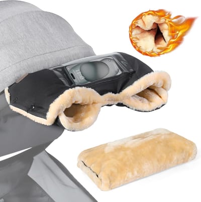 Kinderwagen Handwarmers - Mijter Kinderwagen Mof - Baby Verzorgen - Waterdichte Stof - 28.1 x 23 x 5.5 cm - Zwart