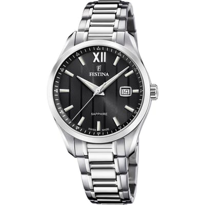 Festina F20026/4 Heren Horloge - Mineraalglas - Roestvrijstaal/Staal - Zilverkleurig - Ø 37.5 mm - Quartz - Vouw/Vlindersluiting - 5 ATM (douchen)