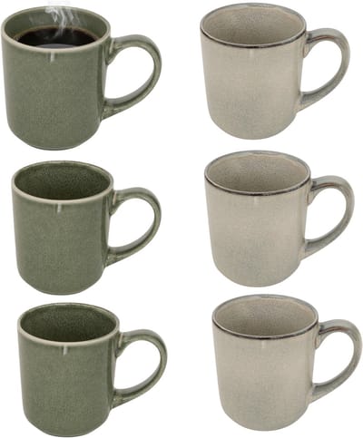 Secret de gourmet Koffiemok - 6x - groen - keramiek - 420 ml - beker