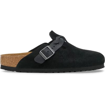 Suede leren clogs voor dames Birkenstock Boston Braided