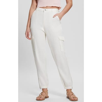 GUESS  Eco Es Bowie Cargo Chino Cream White Multi Maat: 24 | Cargobroeken Outlet | Dames | Ecru