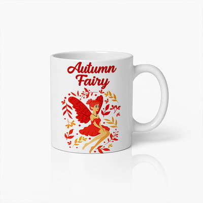 Autumn Fairy Mok – 330 ml Fantasie Koffiebeker – Prachtig Herfst Ontwerp – Perfect Cadeau voor Feeënliefhebbers en Natuurliefhebbers