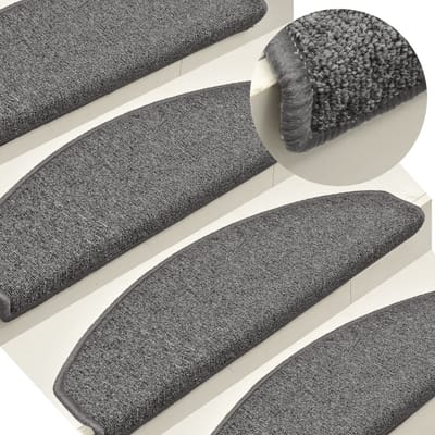 vidaXL - Trapmatten - 15 - st - 65x24x4 - cm - Donkergrijs - Halfrond - Groot
