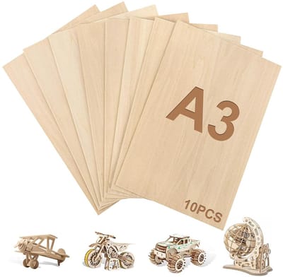 10x A3 Multiplex Houten Platen 3mm Lindehout (42x30cm) - Voor Knutselen, Modelbouw & Brandschilderen