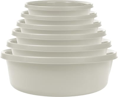 KADAX Matte plastic wasbak, kunststof kom, ronde spoelbak, robuuste waskom, huishoudwaterkom voor badkamer, multifunctionele kuip (crème, 2 liter)