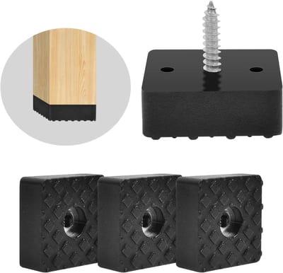 Set van 20 vierkante rubberen meubelpootdoppen voor tuinmeubelen, antislip en beschermend voor vloeren en meubels