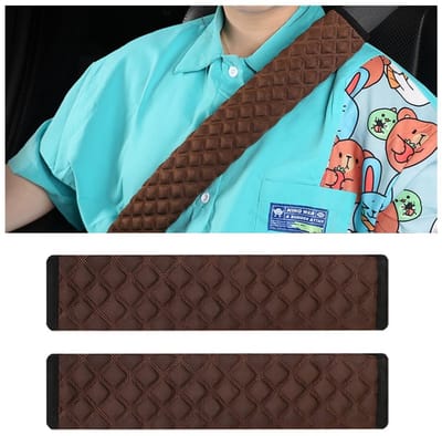 Dailygoody - Gordelkussens voor Auto - Veiligheidsgordel Kussen - Zacht en Duurzaam - Koffie - Bescherming voor Zitgordel - Universeel Gebruik - 2-Pack