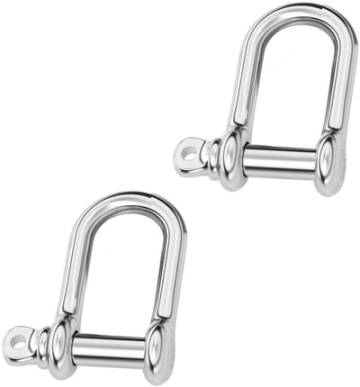 2 Stuks RVS M4 D-ring Beugels met Schroefdop voor Kabels, Touwen en Bevestigingen