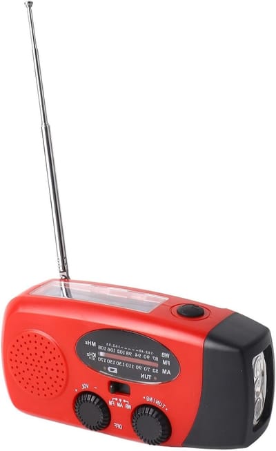 Noodradio met slinger - Weer radio - Buitenactiviteiten - Meerdere oplaadopties - 15 x 8 x 6 cm - Zwart