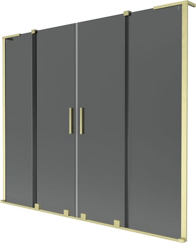 Mexen Velar L Duo badwand 2-delig schuifbaar 170 x 150 , grafiet, goud geborsteld - 896-170-003-42-55