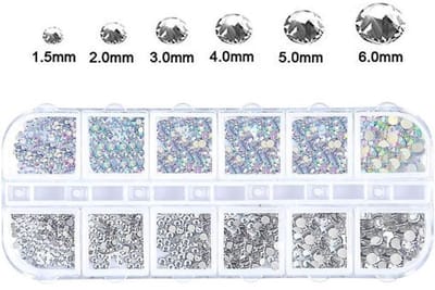 1200x Nagelsteentjes - Nagel diamantjes - Nail art - Strass rhinestones - Nagel glitters - Nepnagels versieren - Kunstnagels - Gelnagels - Decoratie - Multicolor - Verschillende maten - Jonyx