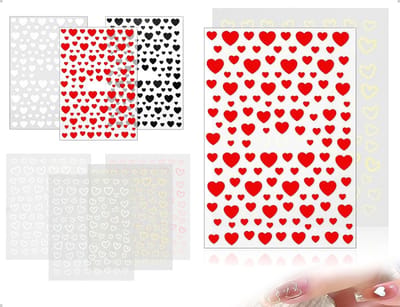 Dailygoods- Nagelstickers Hartvormig - 7 Stuks Zelfklevend - Effen/Holle Ontwerpen - Voor Vrouwen/Meisjes - Nail Art Decoratie - Duurzaam Materiaal