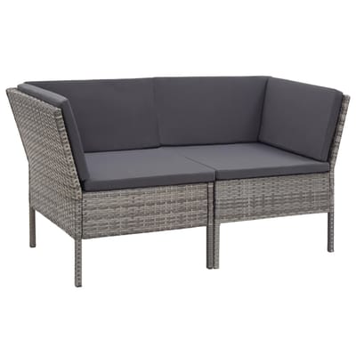 vidaXL - 6-delige - Loungeset - met - kussens - poly - rattan - grijs