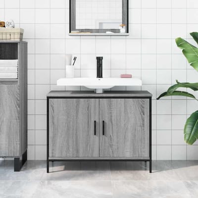 vidaXL - Wastafelkast - 80x30x60 - cm - bewerkt - hout - grijs - sonoma - eikenkleurig
