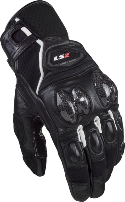 LS2 Handschoenen LS2 Spark 2 leather zwart / wit maat S - motor handschoenen - scooter handschoenen