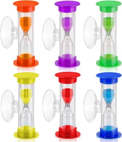 Zandloper set 6 stuks - kleurrijk - kunststof - ideaal voor tijdbeheer - ShopVlot