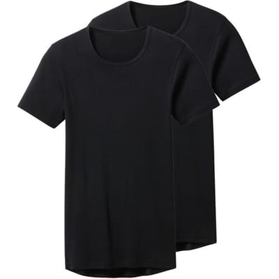 esmara Men Set van 2 heren T-shirts (Ronde hals, Zwart, M)