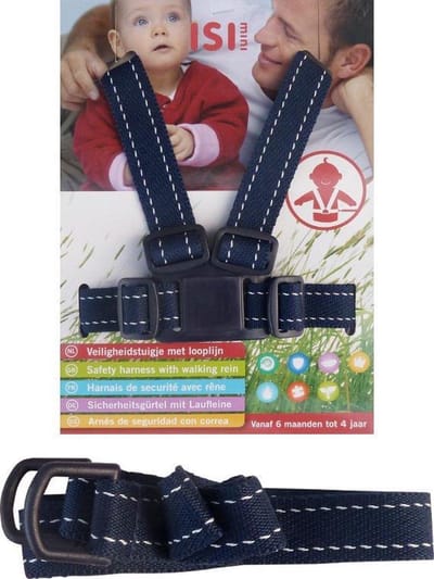 Isi Mini Veiligheidstuigje met Looplijn voor Kinderen - Verstelbaar - Vanaf 6 maanden tot 4 Jaar - Marine Blauw