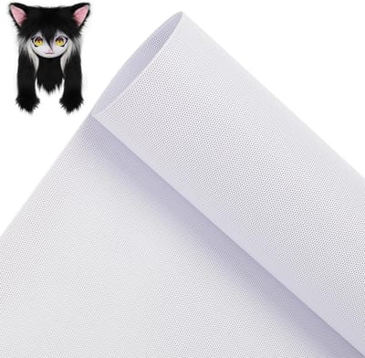 Op maat gemaakt oognet van 100x30cm, wit PVC, 0.5mm waterdicht en printbaar, ideaal voor fursuits, cosplay, kunstpoppen en ambachtelijke projecten