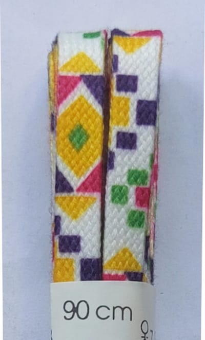 Ronilux Veter - Geel/Wit/Paars/Rose/Groen - Meerkleurig - Plat - Lengte 90 cm - Breedte 6 mm - Schoenveter