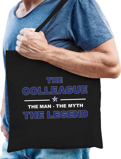The colleague the man the myth the legend tasje voor heren - zwart - verjaardag - cadeau tasje