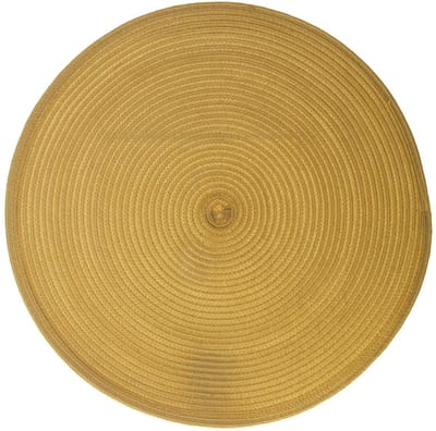 Secret de Gourmet ronde placemat - geel - gevlochten kunststof - Dia 38 cm - Onderleggers