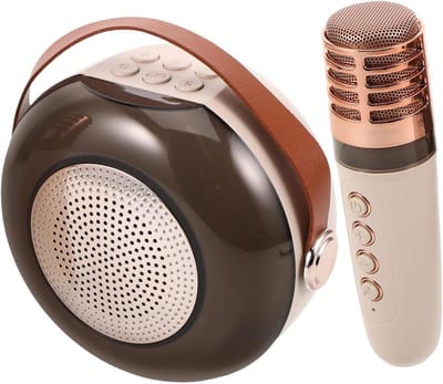 Draagbare Karaoke Machine - Zing Systeem - Feest Entertainment - Inclusief Microfoon - Compact Formaat - Beige