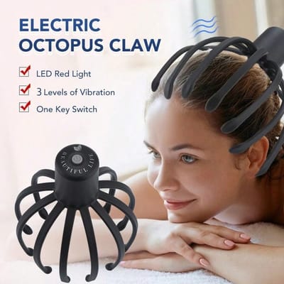 Elektrische Octopusvormige Hoofdhuidmassager, Handsfree Hoofdkraber Voor Het Verlichten Van Haarstimulatie. Oplaadbaar En Stressverlichting
