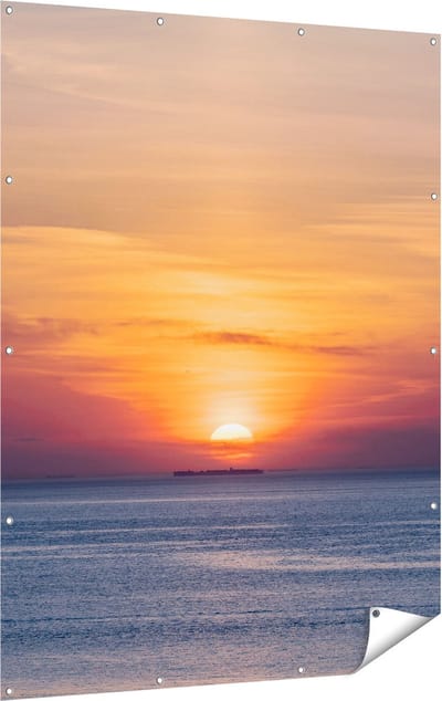 Gards Tuinposter Zonsondergang in de Noordzee - 120x160 cm - Tuindoek - Tuindecoratie - Wanddecoratie buiten - Tuinschilderij