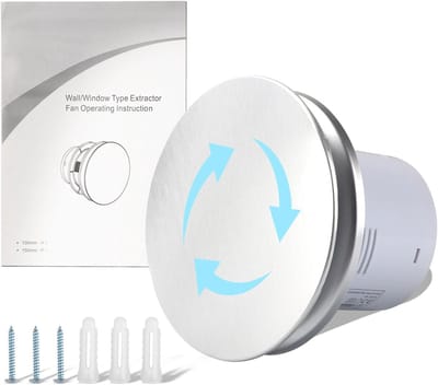 Stille afvoerventilator 100 mm met terugslagklep voor badkamer, keuken, toilet en kantoor