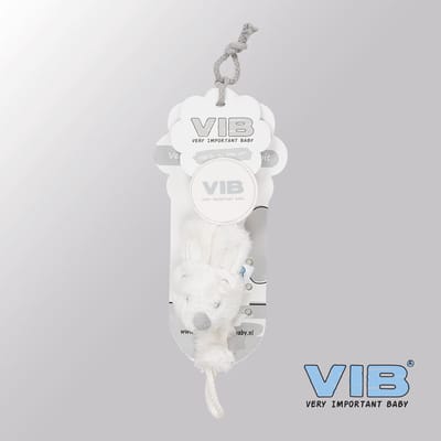 VIB® - Speenkoord Konijn - Wit - Babykleertjes - fopspenen - fopspeen - Rammelaars - baby cadeau - zwangerschap aankondiging
