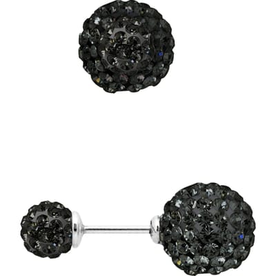 Crystal Black 6 en 10mm Zilver 925 - Pure Crystal Oorbellen