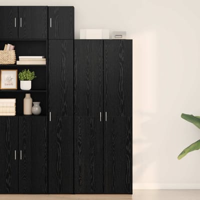 vidaXL - Highboard - Zwart - Eiken - 70 - x - 42,5 - x - 185 - cm