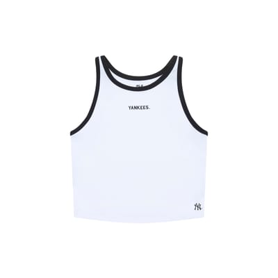 MLB College Stijl New York Yankees SS25 Casual Effen Kleur Klein Logo Ronde Hals Slim Fit Rechte Pasvorm Mouwloos Vest Dames tops 3FTOV0153-50WHS S black